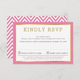 RSVP 返信  シンプルなチェロンパターン ピンク