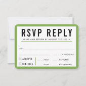 RSVP 返信 回答 モダン 大胆 黒 緑 (正面)