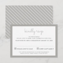 RSVP 返信 封筒 シンプルなストライプ模様 グレー