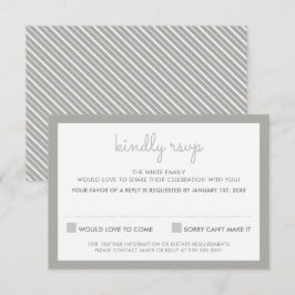 RSVP 返信 封筒 シンプルなストライプ模様 グレー 招待状