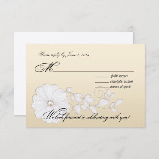 RSVP -金属シャンペン--を結婚しているかわいらしいPosy (正面/裏面)