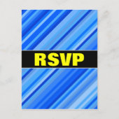 "RSVP" +青パタストライプーン葉書の インビテーションポストカード (正面)