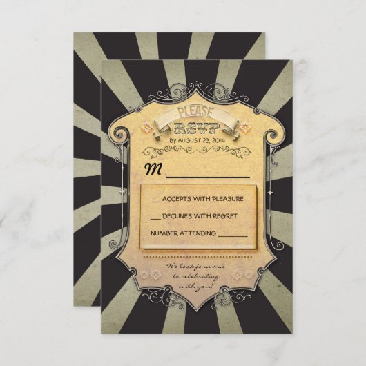 RSVP -黒のストライブ柄--を結婚するカーニバル (正面/裏面)