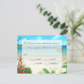 RSVP-1エキゾチックなビーチ4.25x5.5の平らなメッセージカード 出欠カード (スタンド正面)