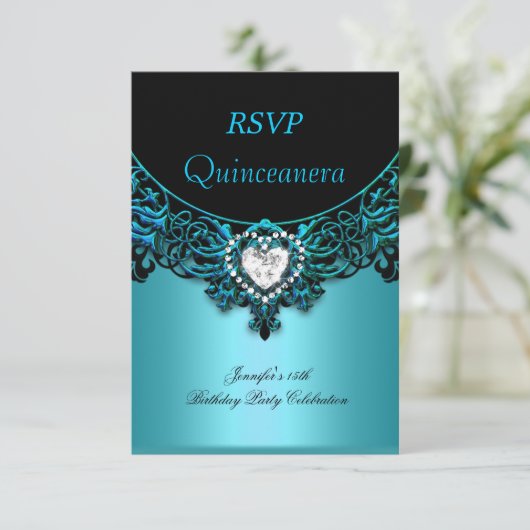 RSVP 15thキンセアニェラアクアブルーティール（緑がかった色）ブラックダイヤモンド (スタンド正面)