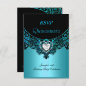 RSVP 15thキンセアニェラアクアブルーティール（緑がかった色）ブラックダイヤモンド (正面/裏面)