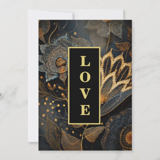 *~ RSVP 20 AR26 QR金ゴールドレースLOVEヴィンテージウェディング 招待状 (正面)