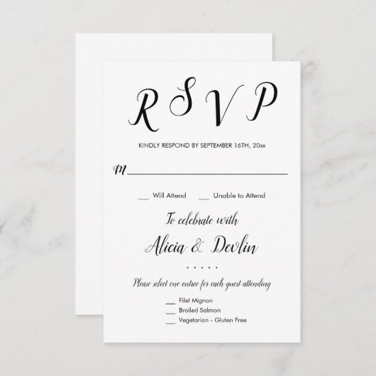 RSVP 3 Entreeメニュー選択応答応答 (正面/裏面)