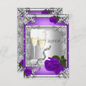 RSVP 40th誕生日パーティーパープルバラシルバー (正面/裏面)