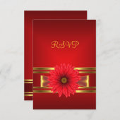 RSVP 40th誕生日レッドフラワー金ゴールドレッドボウ (正面/裏面)