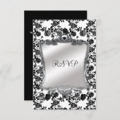 RSVP 50エレガントth誕生日シルバー白黒Fl (正面/裏面)