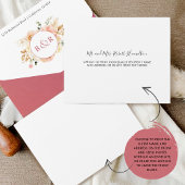 RSVP Aとシックなピーチ結婚とバーガンディのフローラ オールインワン招待状