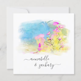 *~* RSVP AR15 QR水彩鳥フローラ結婚ズ 招待状