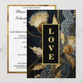 *~ RSVP AR26 QR 4 ゴールドレース LOVE ヴィンテージウェディング 招待状 (正面/裏面)