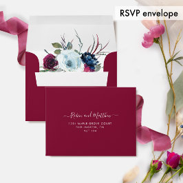 RSVP, Berry, Blue and Burgundyフローラ, Burgundy 封筒