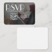  RSVP Black Photo Heart QR Code Wedding エンクロージャーカード (正面/裏面)