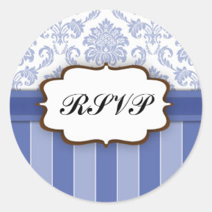 RSVP - Blue Damaskのステッストライプク ラウンドシール