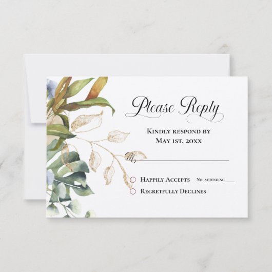 RSVP Blue & Greenにモダン返信 (正面)