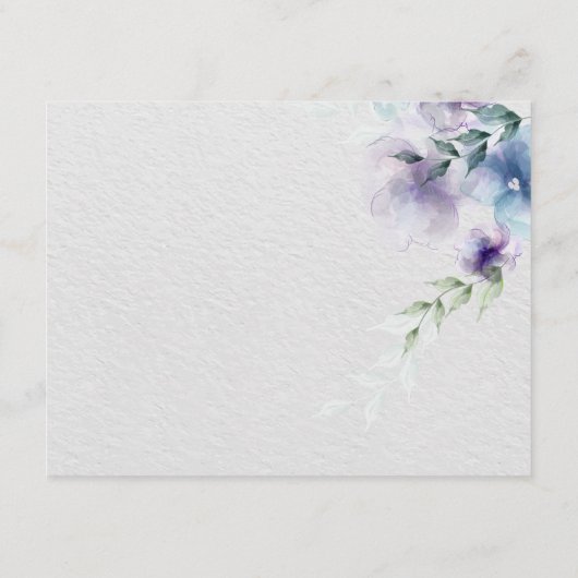 RSVP | Blue-Violet半透明の水色の花 エンクロージャーカード (裏面)