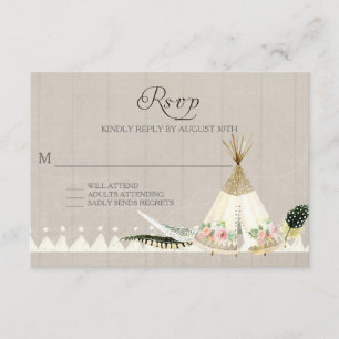 RSVP BOHOの素朴な種族の羽のティーの小便の花柄