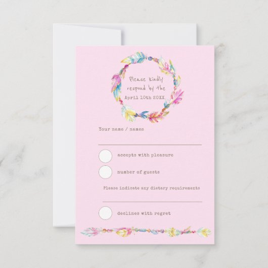 RSVP boho羽ピンクの部族ベビー賛美ズ (裏面)