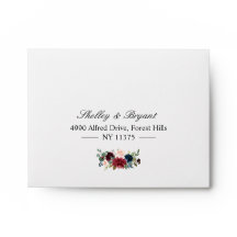 RSVP - Burgundy素朴赤面ブルーフローラアドレス