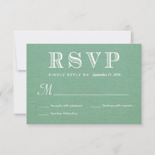 RSVP Burlap Mint Green素朴の結婚回答 (正面)