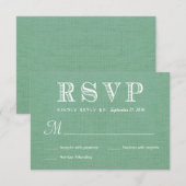 RSVP Burlap Mint Green素朴の結婚回答 (正面/裏面)