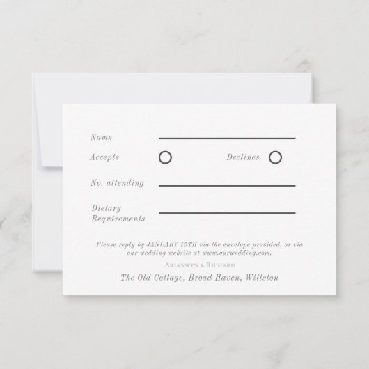 RSVP Card Dark and Moodys(RSVPカードの暗いお結婚よびムーディーズ) (裏面)