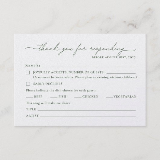 RSVP Card | English (正面)