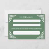 RSVP Card Floral Cross Christening Fern Green (裏面)