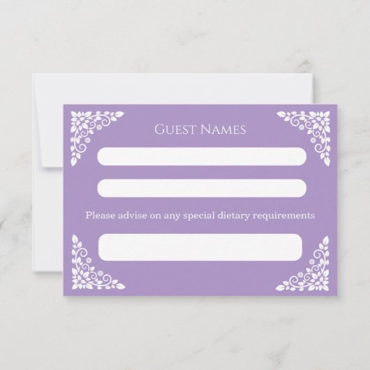 RSVP Card Floral Cross Christening Lilac (裏面)