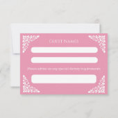 RSVP Card Floral Cross Christening Rose Pink (裏面)