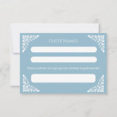 RSVP Card Floral Cross Christening Sky Blue (裏面)