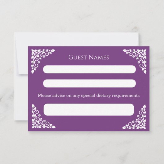 RSVP Card Floral Cross Christening Sweet Plum (裏面)
