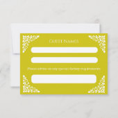RSVP Card Floral Cross Christening Yellow (裏面)