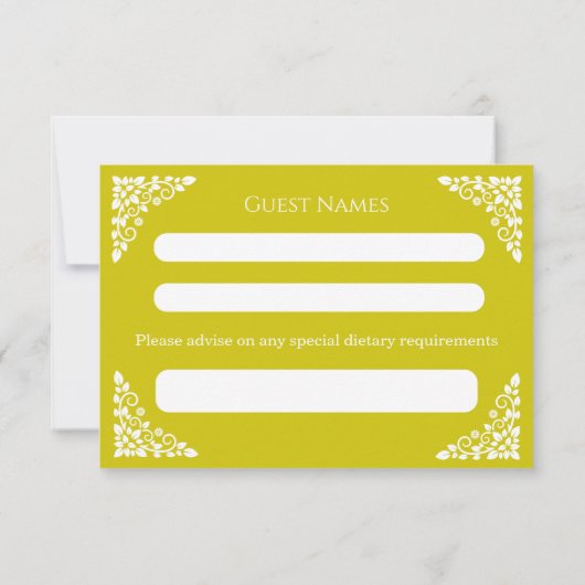 RSVP Card Floral Cross Christening Yellow (裏面)