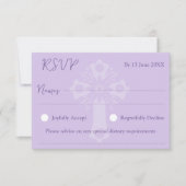 RSVP Card Style 2 Floral Cross Baptism Lilac (正面)