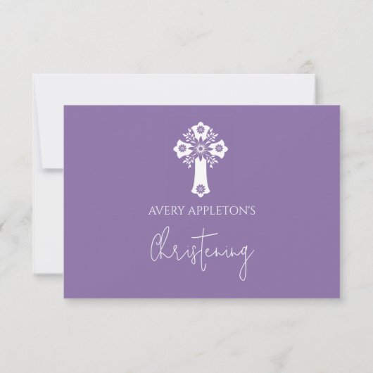 RSVP Card Style 2 Floral Cross Baptism Lilac (裏面)