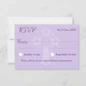 RSVP Card Style 2 Floral Cross Baptism Purple (正面)
