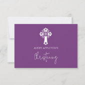 RSVP Card Style 2 Floral Cross Baptism Purple (裏面)