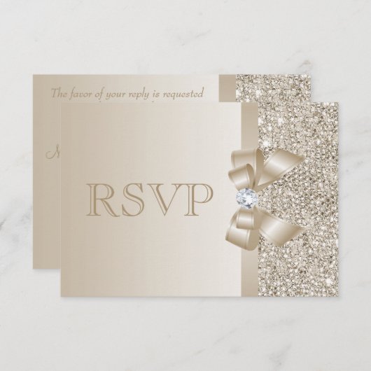 RSVP Champagne Sequins, Bow & Diamond RSVP (正面/裏面)