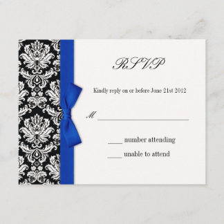 RSVP - Damask Blue Bowの応答結婚カード
