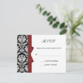 RSVP - Damask Burgundy Bowの応答結婚カード (スタンド正面)