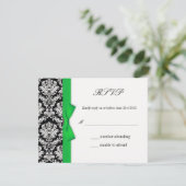 RSVP - Damask Green Bowの応答結婚カード (スタンド正面)