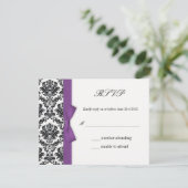 RSVP - Damask Purple Bowの応答結婚カード (スタンド正面)