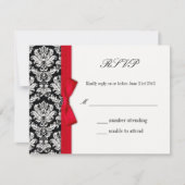 RSVP - Damask Red Bowの応答結婚カード (正面)