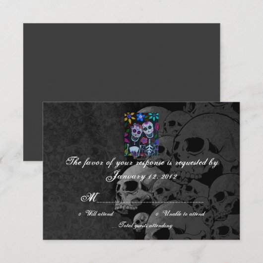 RSVP Day of the Dead Wedding Cards (正面/裏面)
