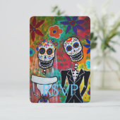 RSVP Dia de Los Muertosの応答結婚カード (スタンド正面)
