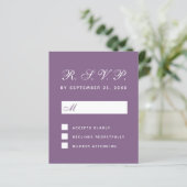 RSVP Dusty Purple Budgetの応答結婚カード (スタンド正面)